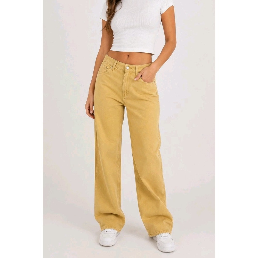 Cotton On Mustard Yellow Loose Straight Streetwear School Fall Jeans Size 6